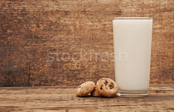 Stock fotó: Finom · csokoládé · sütik · körül · üveg · friss · tej