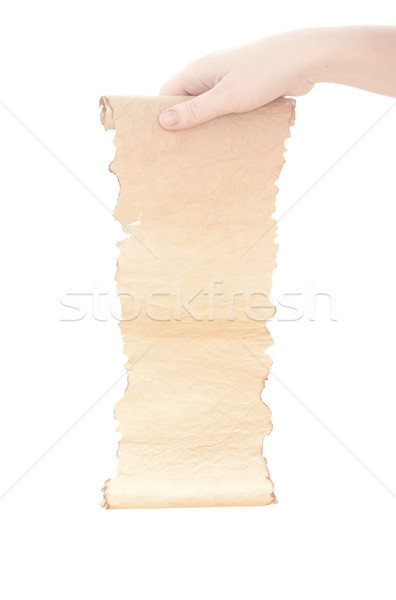 old paper scroll in the woman hand isolated on white Stock photo © inxti