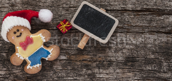 Lebkuchen Cookies Weihnachten Holztisch hausgemachte Mann Stock foto © inxti