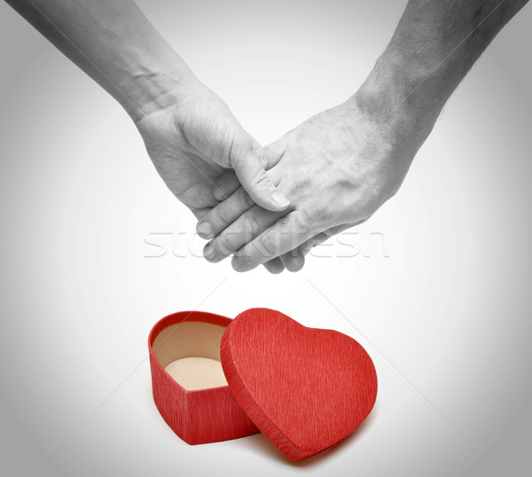 Fiatal pér kéz a kézben fehér szeretet törődés egészség Stock fotó © inxti