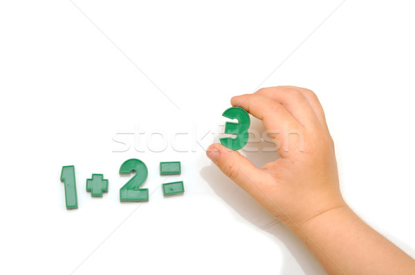 Aantal koelkast magneten hand kinderen Stockfoto © inxti