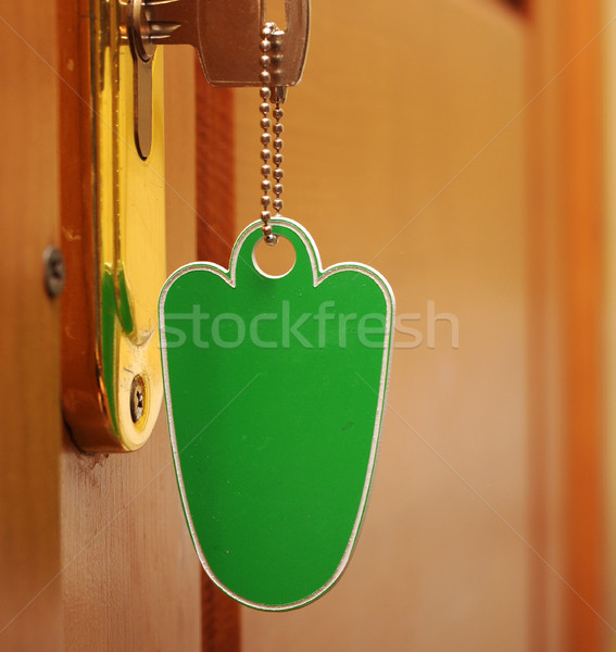 Kulcs kulcslyuk címke iroda ház terv Stock fotó © inxti