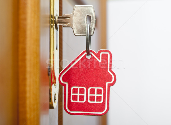 Stock foto: Symbol · Haus · Stick · Schlüssel · Schlüsselloch · Holz