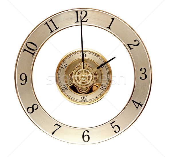 Golden Clock with gears Stock photo © inxti