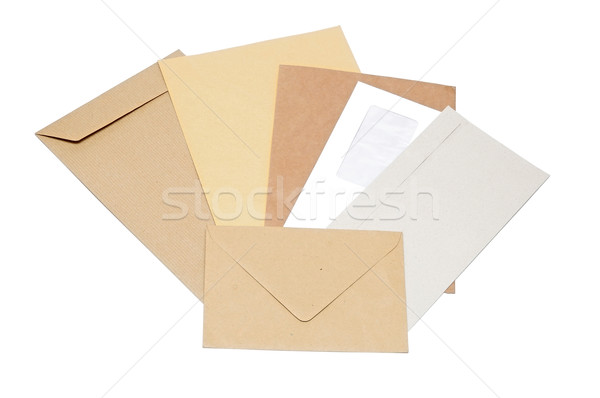 Stock photo: stack of mail envelopes on white background