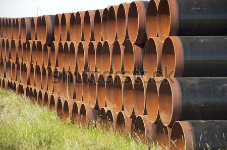 closeup of a pile of large and rusting steel pipes Stock photo © inxti