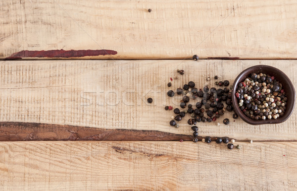  whole peppercorns on wooden spoons Stock photo © inxti