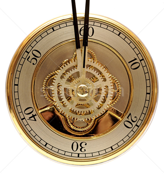 closeup golden clock with gears Stock photo © inxti