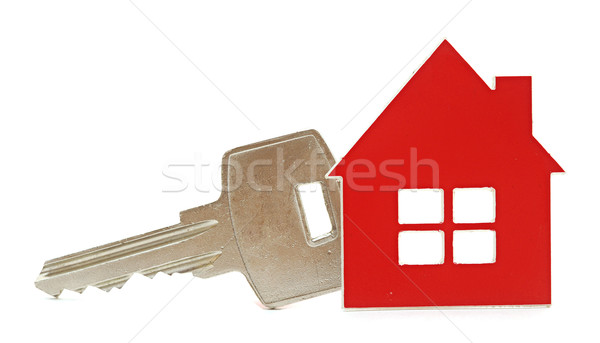 Haus Schlüssel Kette isoliert weiße Haus Stock foto © inxti