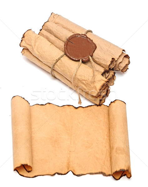 Stock photo: Ancient antique scrolls on white