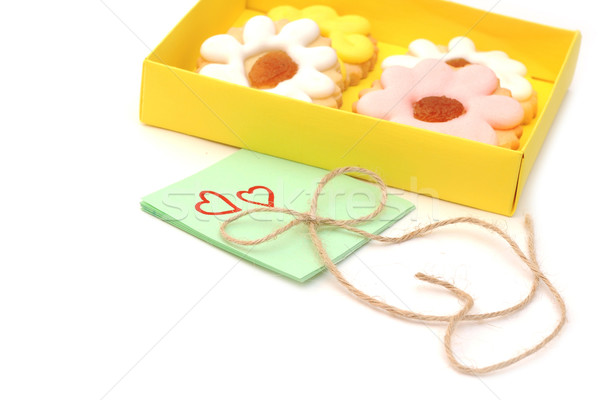 Vak geschenk biscuits geïsoleerd witte valentijnsdag Stockfoto © inxti