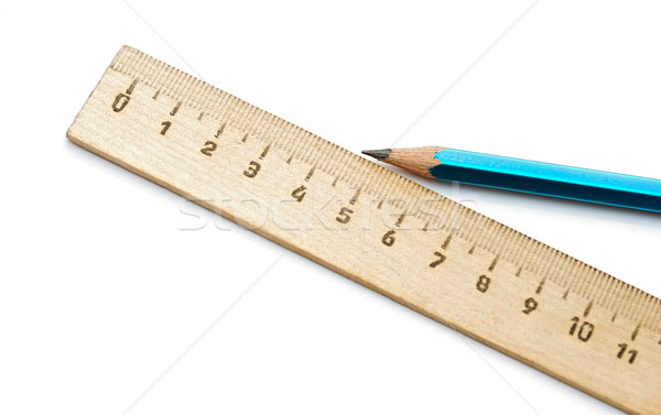 closeup ruler and wood pencil on white Stock photo © inxti