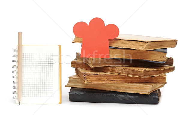 Papír forma szakács sapka boglya könyvek notebook Stock fotó © inxti