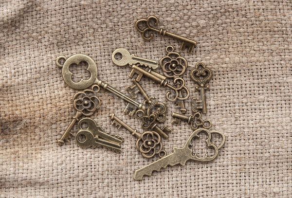 antique keys on vintage background Stock photo © inxti