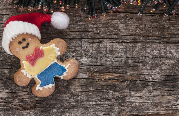 Lebkuchen Cookies Weihnachten Holztisch hausgemachte Mann Stock foto © inxti