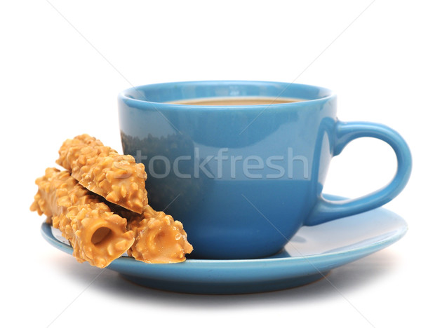 Cup of coffee with milk and cookies Stock photo © inxti