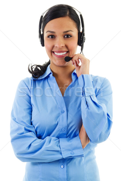 Kobiet call center operatora czas obraz odizolowany Zdjęcia stock © iodrakon