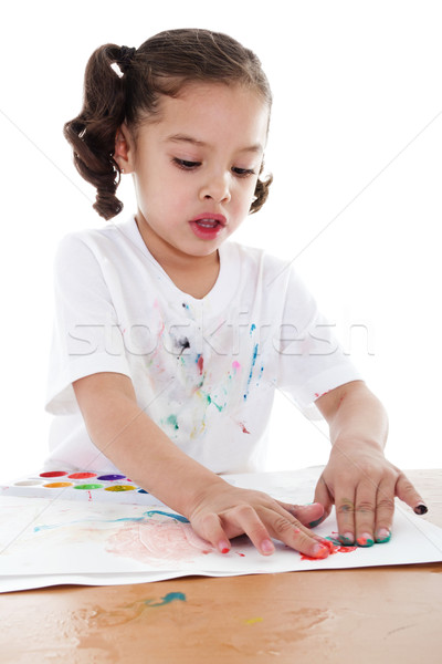 Stock fotó: Gyermekkor · stock · kép · gyermek · ujj · festmény
