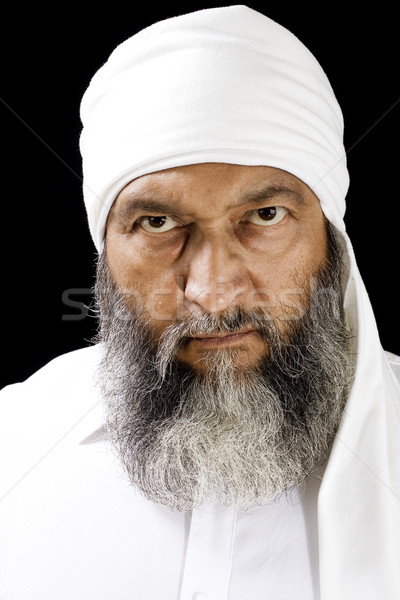 Közel-keleti férfi turbán portré arc háttér Stock fotó © iodrakon