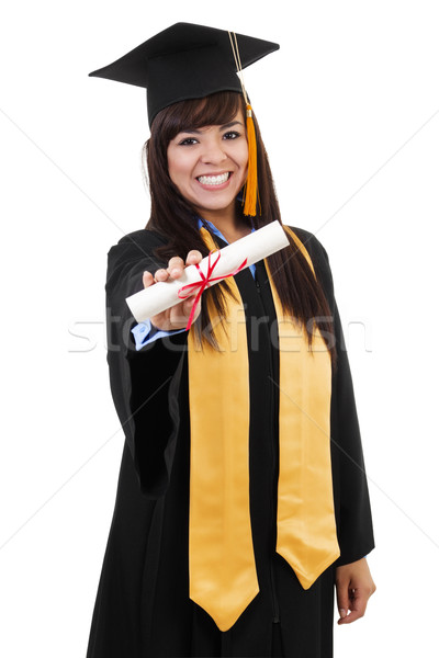 Gelukkig afgestudeerde voorraad afbeelding vrouwelijke geïsoleerd Stockfoto © iodrakon