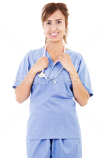 Kobiet opieki zdrowotnej pracownika czas obraz odizolowany Zdjęcia stock © iodrakon