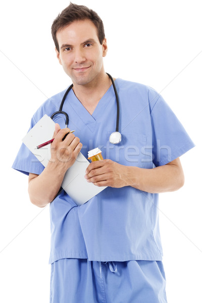 Mężczyzna opieki zdrowotnej pracownika czas obraz odizolowany Zdjęcia stock © iodrakon