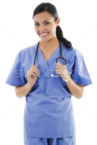 Kobiet opieki zdrowotnej pracownika czas obraz odizolowany Zdjęcia stock © iodrakon