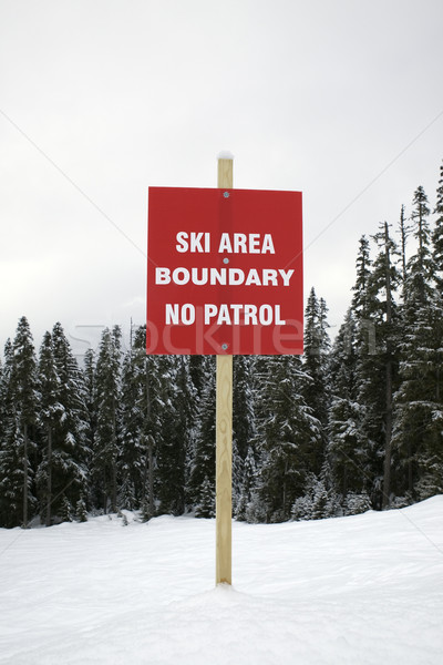 Stock photo: Ski boundary sign.