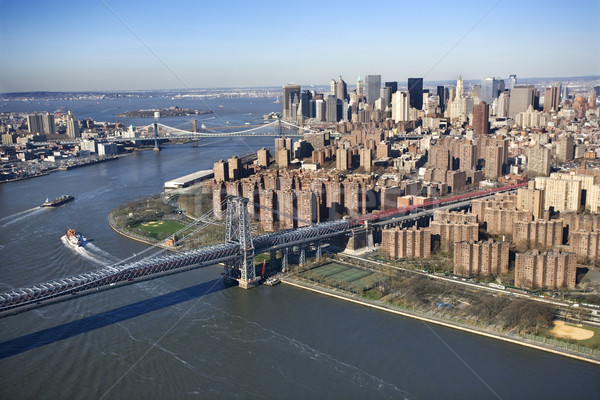Stockfoto: Brug · luchtfoto · New · York · City · Manhattan · bruggen
