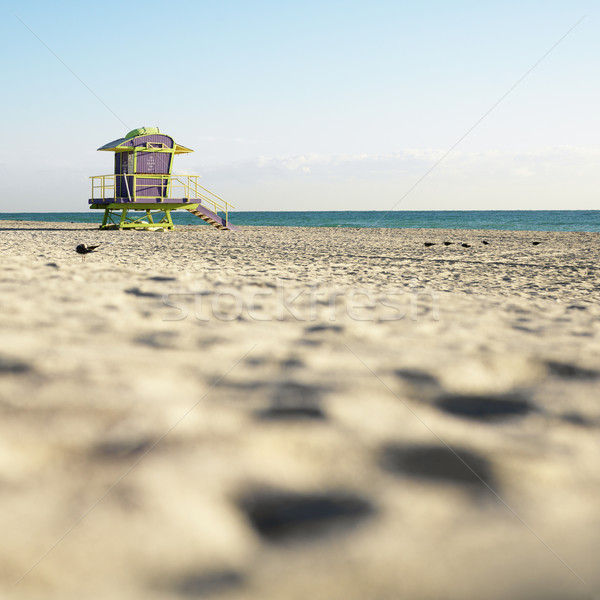 Rettungsschwimmer Turm Miami verlassen Strand Stock foto © iofoto