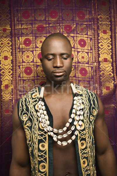 Férfi afrikai ruházat portré visel mellény Stock fotó © iofoto