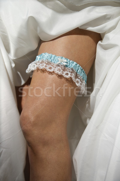 Menyasszony harisnyakötő közelkép kép menyasszonyok láb Stock fotó © iofoto