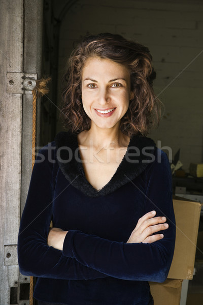 Сток-фото: улыбающаяся · женщина · портрет · довольно · кавказский · женщину · Постоянный