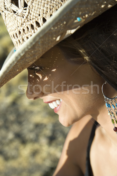 Donna sorridente primo piano profilo sorridere giovani Foto d'archivio © iofoto