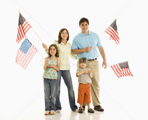 Famiglia americano bandiere ispanico bambino Foto d'archivio © iofoto
