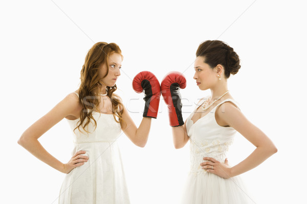 Stock photo: Brides with boxing gloves.