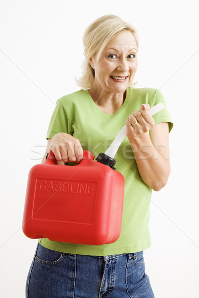 Kobieta gazu puszka portret uśmiechnięty dorosły Zdjęcia stock © iofoto