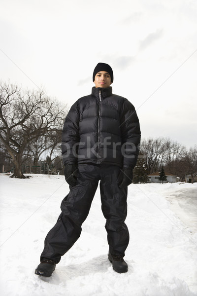 Boy standing in snow. Stock photo © iofoto