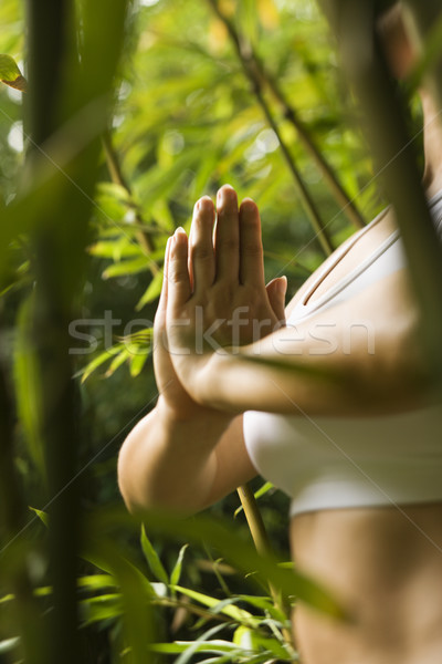 Asya kadın meditasyon portre amerikan uygunluk Stok fotoğraf © iofoto