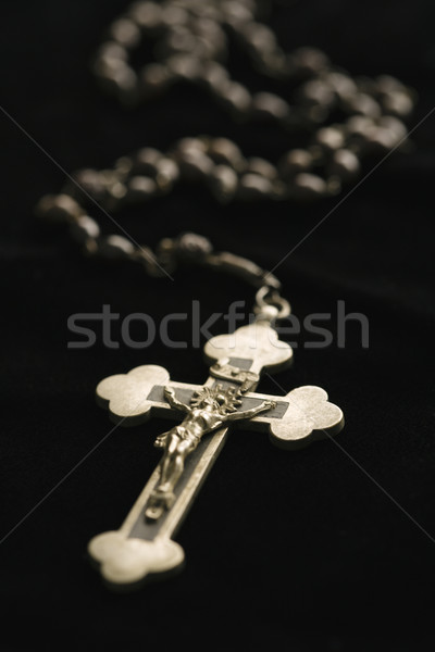 Católico rosario Christian cuentas crucifijo negro Foto stock © iofoto