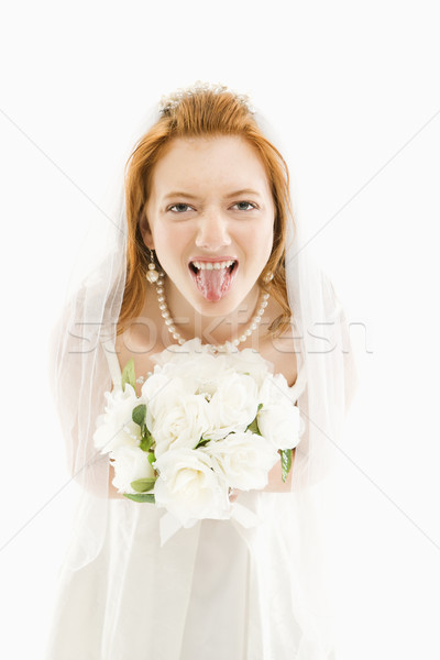 Stock fotó: Menyasszony · készít · vicces · arc · portré · kaukázusi · tart