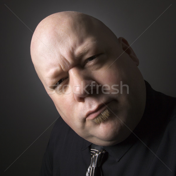 Człowiek wyraz twarzy dorosły łysy patrząc Zdjęcia stock © iofoto