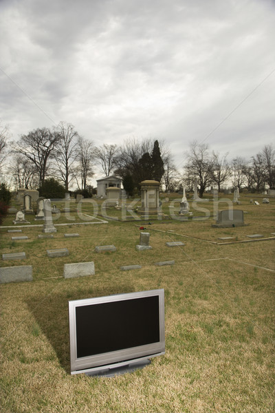 Televisie kerkhof paneel ingesteld begraafplaats technologie Stockfoto © iofoto