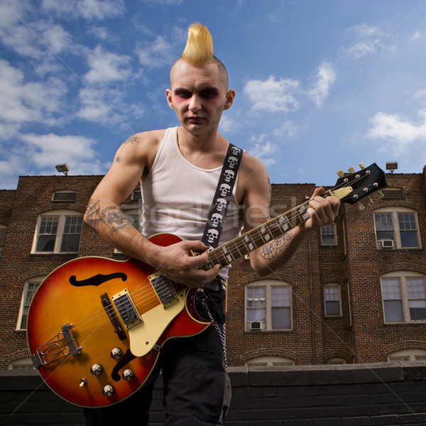 Stok fotoğraf: Punk · oynama · gitar · portre · kafkas · erkek