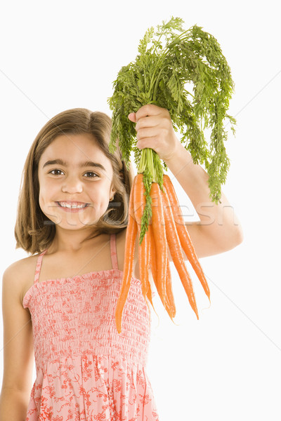 Dziewczyna marchew uśmiechnięty dziecko Zdjęcia stock © iofoto