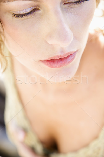 Közelkép arc portré komoly kaukázusi fiatal felnőtt Stock fotó © iofoto
