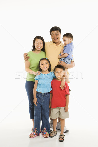 Boldog ázsiai család szülők három gyerekek Stock fotó © iofoto