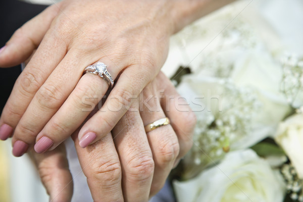 結婚指輪 クローズアップ 花嫁 手 結婚式 男 ストックフォト © iofoto