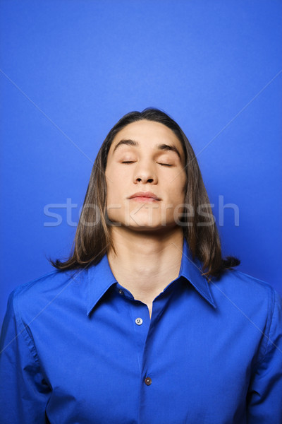 Băiat portret Teen albastru culoare Imagine de stoc © iofoto