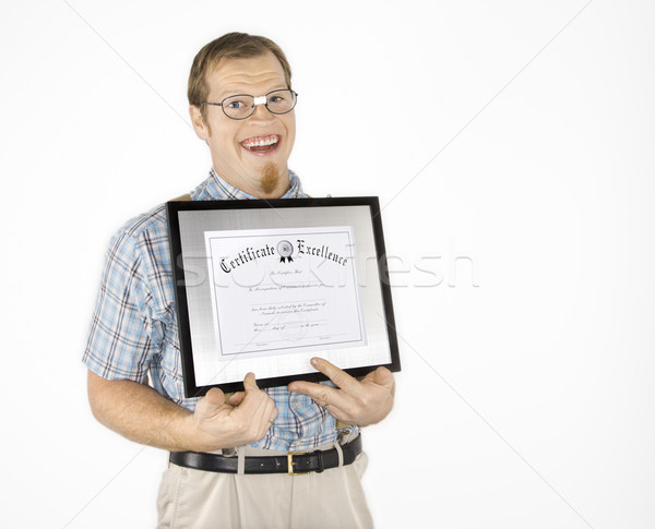 Man diploma kaukasisch jonge man zoals Stockfoto © iofoto